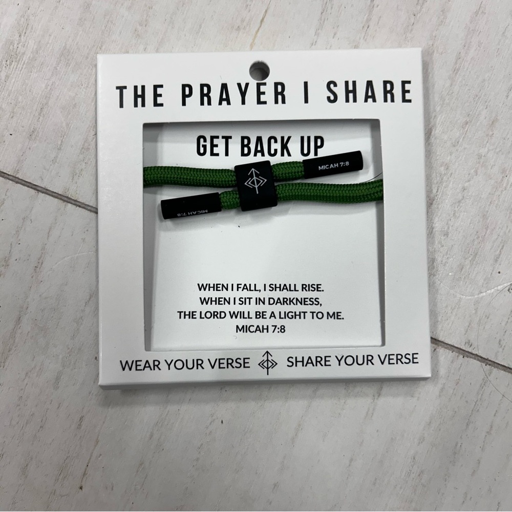 NWT The Prayer I Share Bracelet UNISEX Get Back Up Micah‎ 7:8 Bracelet